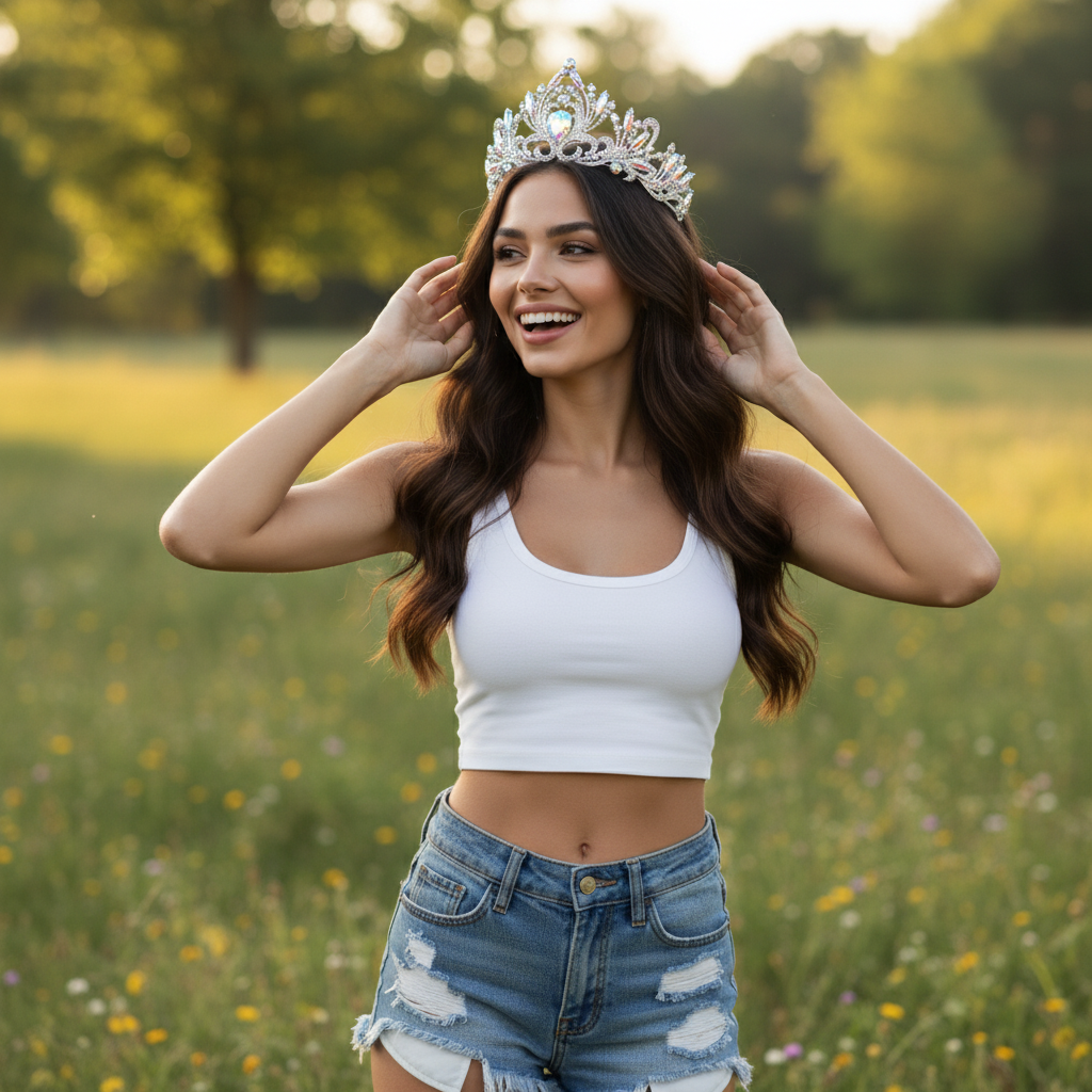 Multicolor Crystal Crown Hair Accessories Tiara For Women Party Colorful Rhinestone Bridal Crown Party Hair Jewelry Gift